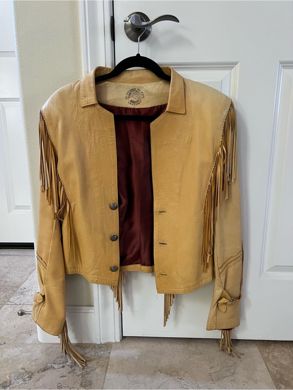 Tommy Aldridge North Beach Clifford Olson Vintage Tan Leather Jacket, Mens 38